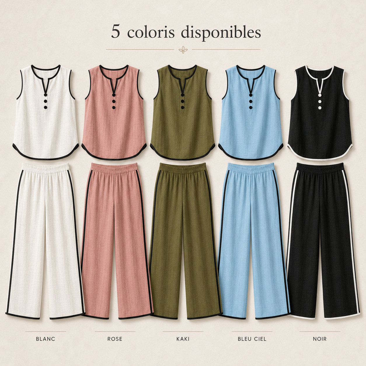 🎨 5 coloris faciles &agrave; porter