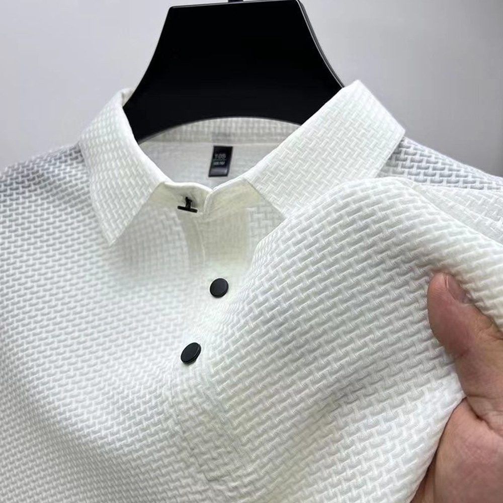 Polo homme en maille texturée — blanc