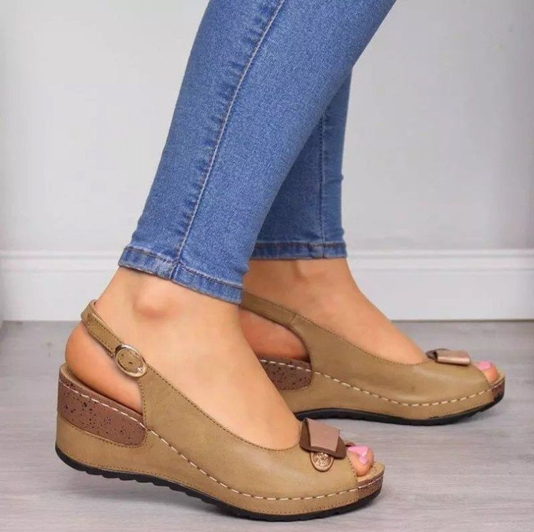 Orthopedic 🔥 Promotion « dernier jour » : 50 % de RÉDUCTION – 2026 nouvelles sandales en cuir pour femme, confortables, à semelle souple et talon haut