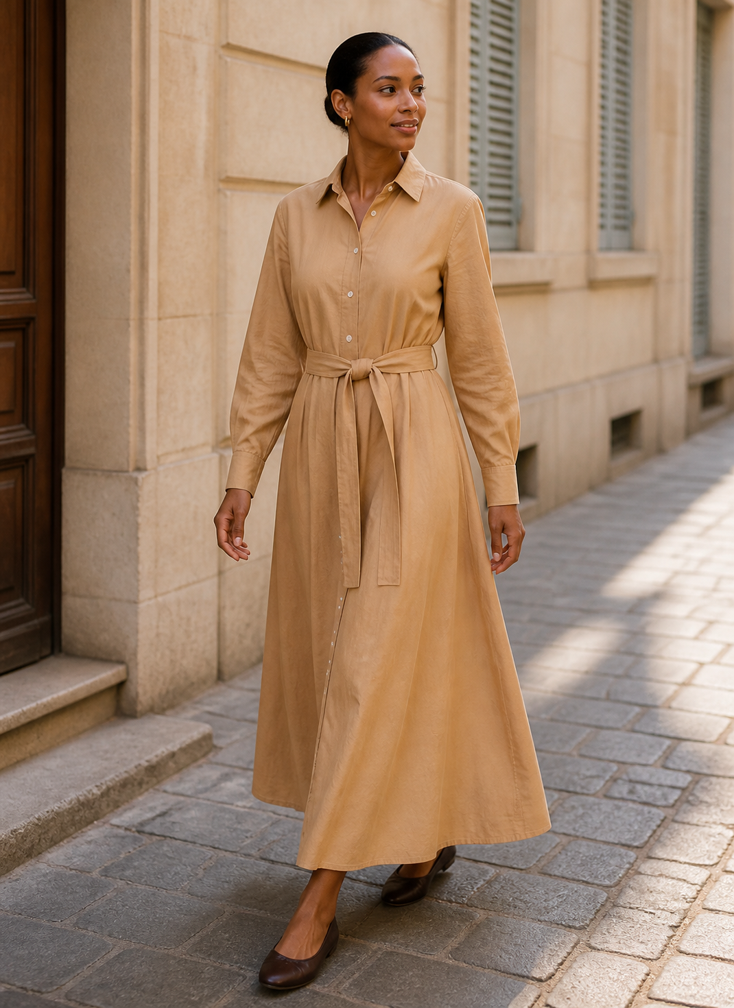 Hemdblusenkleid für einen Spaziergang in der Stadt