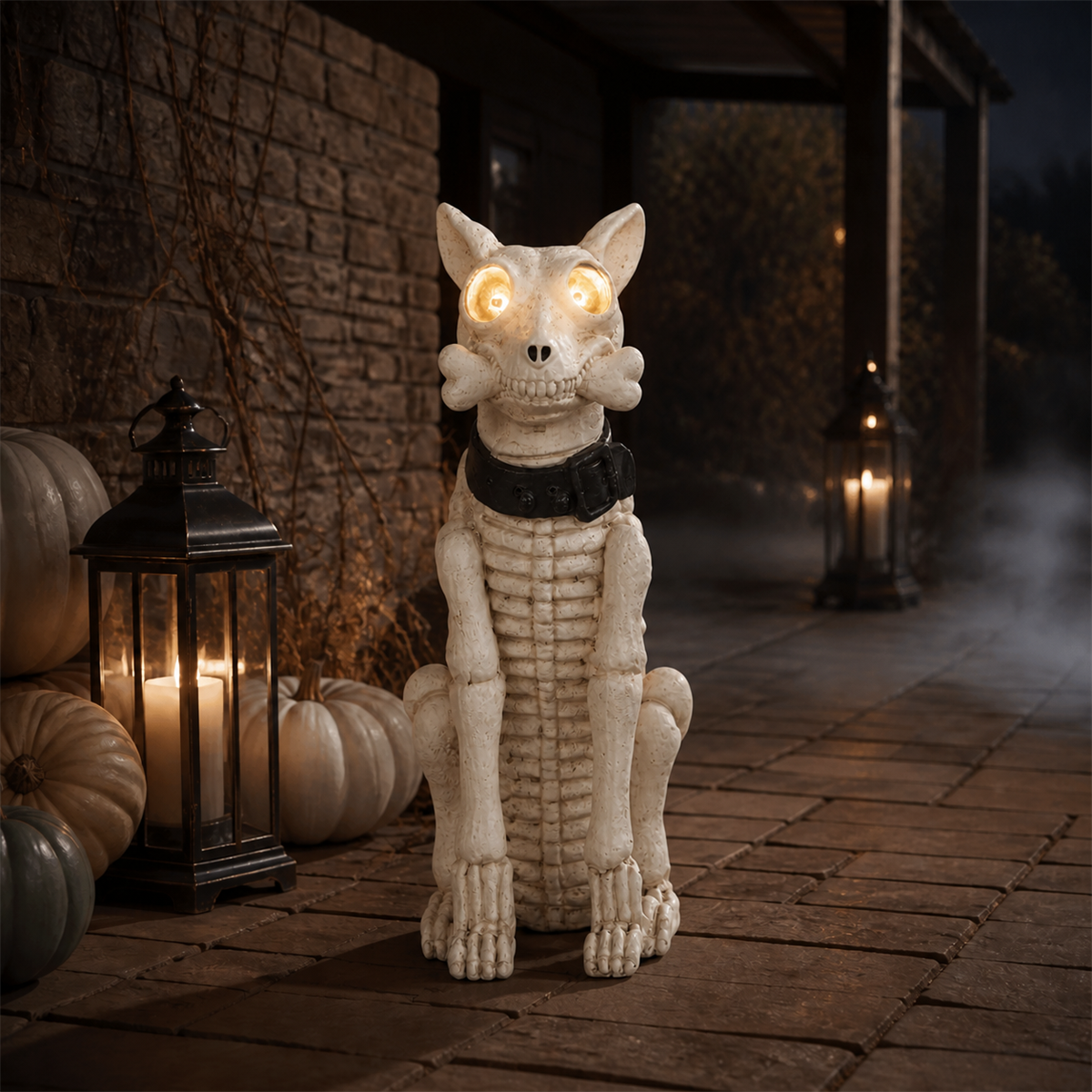 Mise en scène dans une entrée au décor hanté