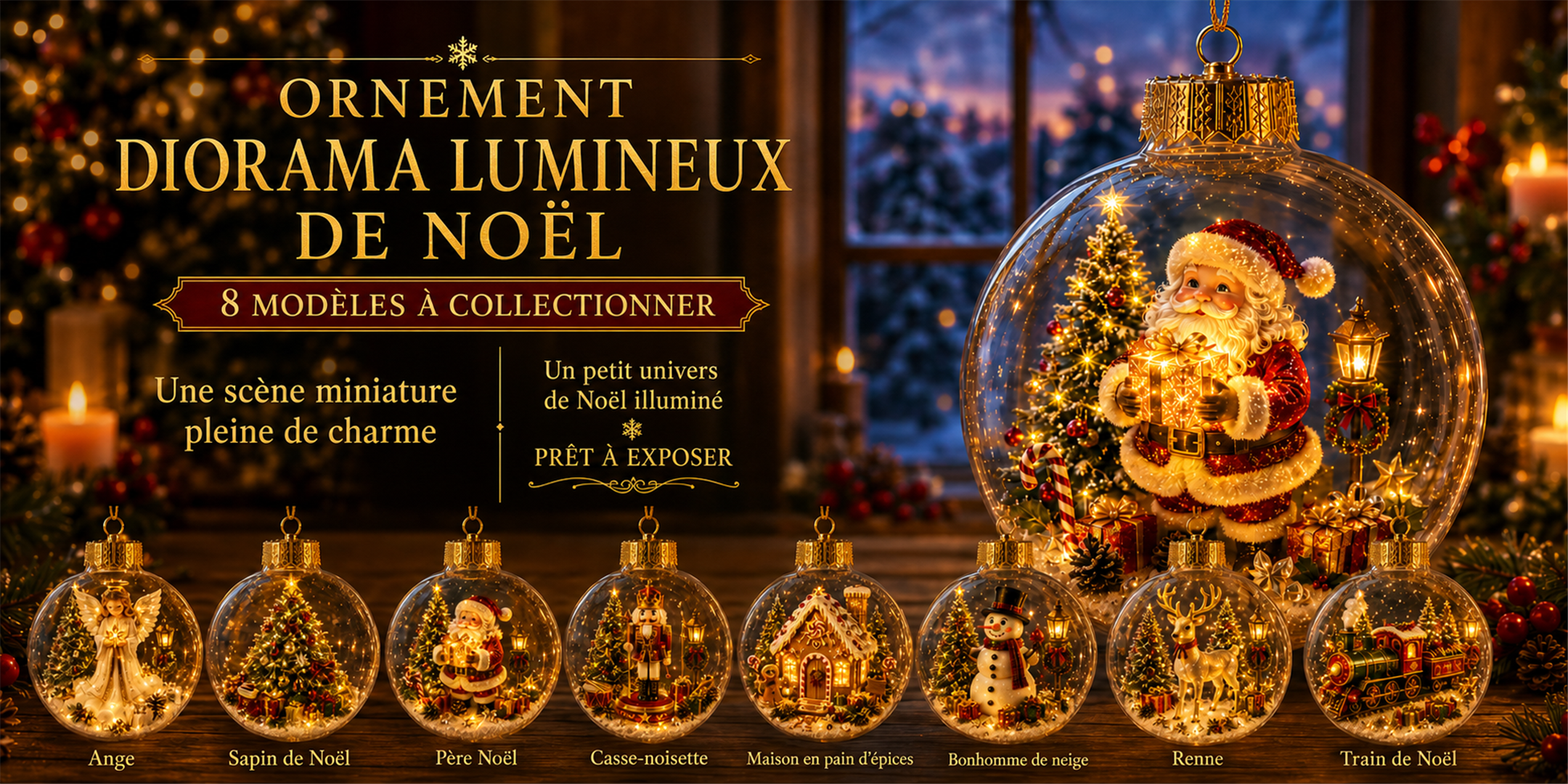Ornement diorama lumineux de Noël – vue 2