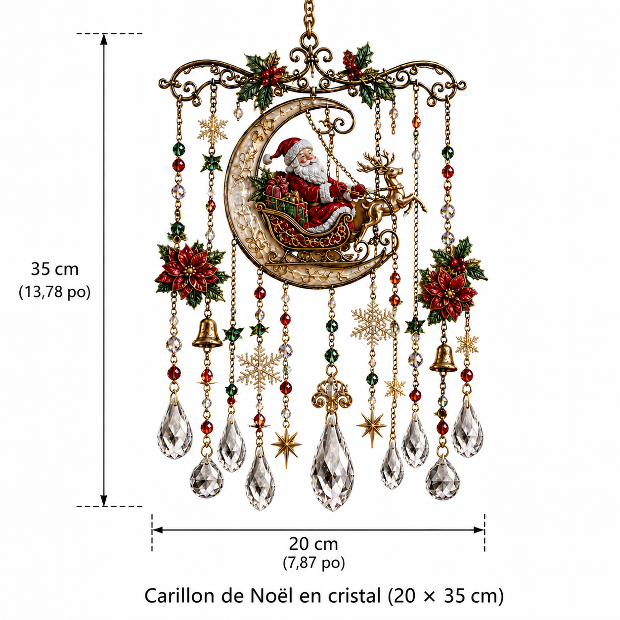 Dimensions du carillon de Noël en cristal