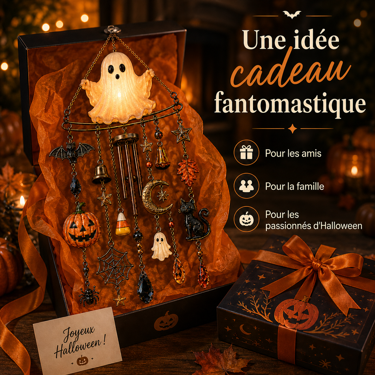 Carillon fantôme lumineux présenté comme idée cadeau d’Halloween