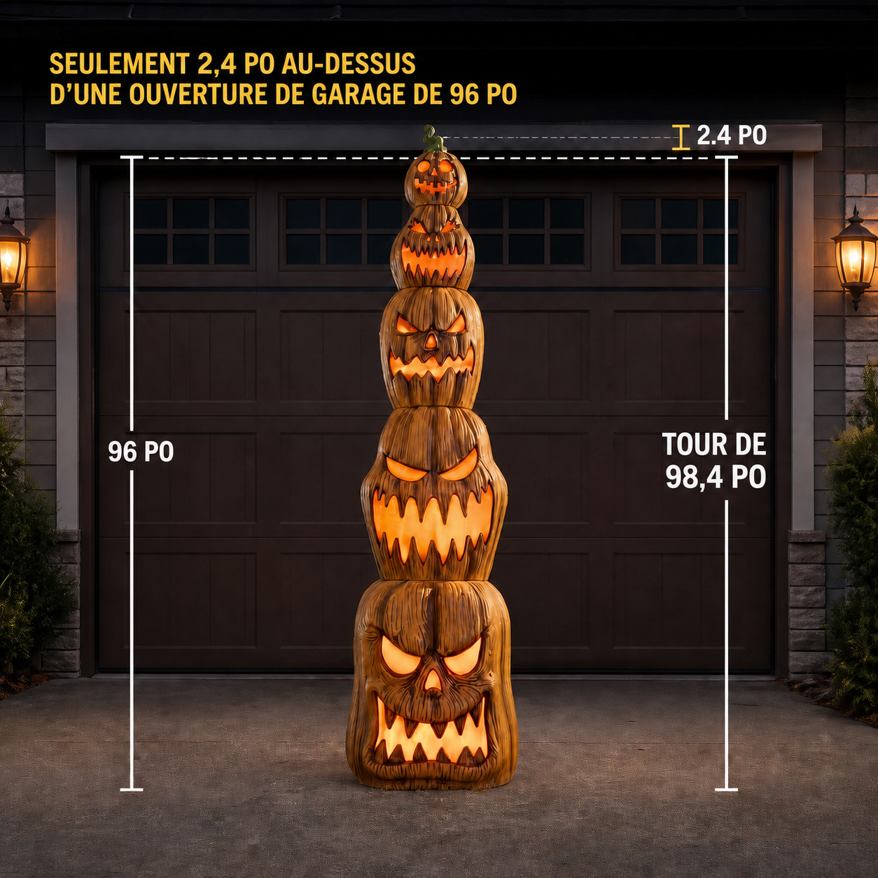Colonne de 5 citrouilles lumineuses LED de 2,50 m - présentation 8