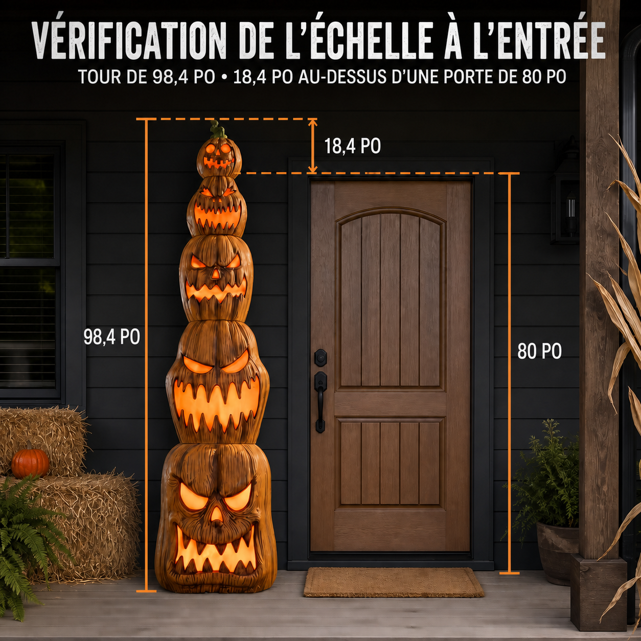 Colonne de 5 citrouilles lumineuses LED de 2,50 m - présentation 9