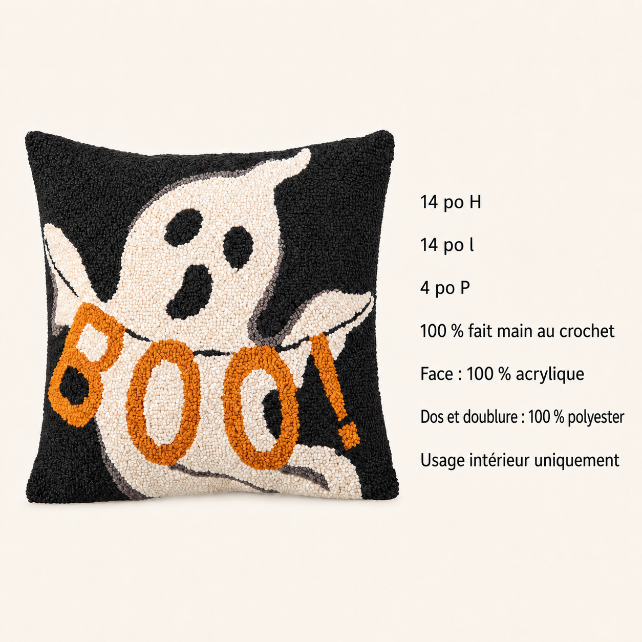👻 Douceur d’Halloween | Coussin fantôme BOO de 35 cm - présentation 9
