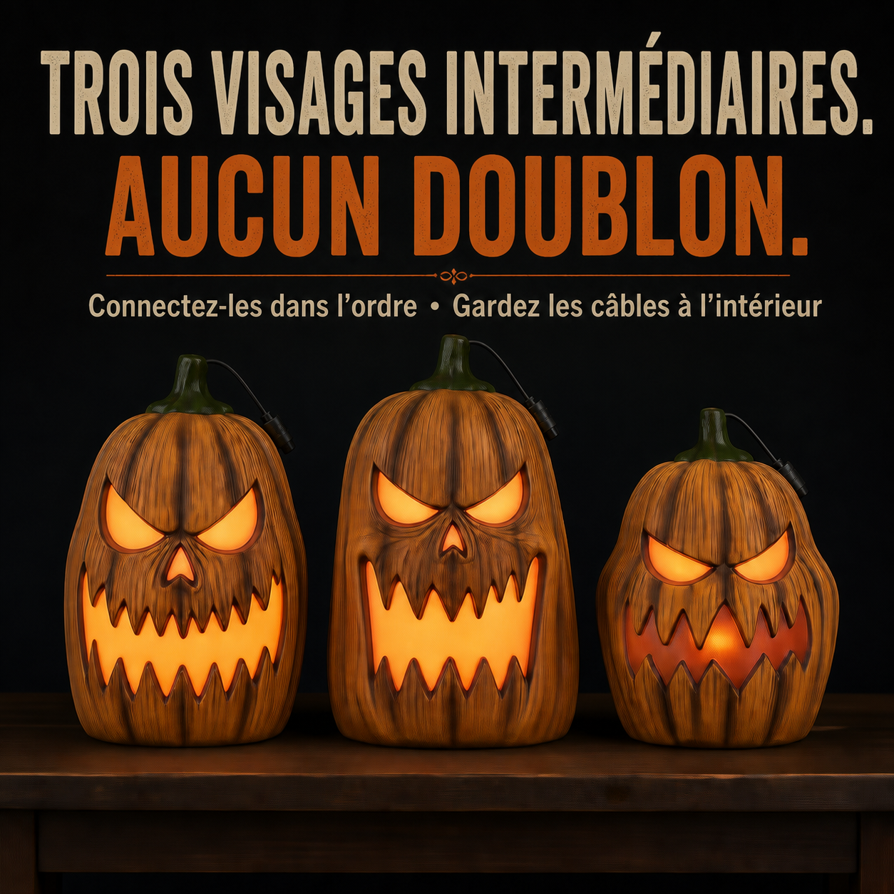 Colonne de 5 citrouilles lumineuses LED de 2,50 m - présentation 12