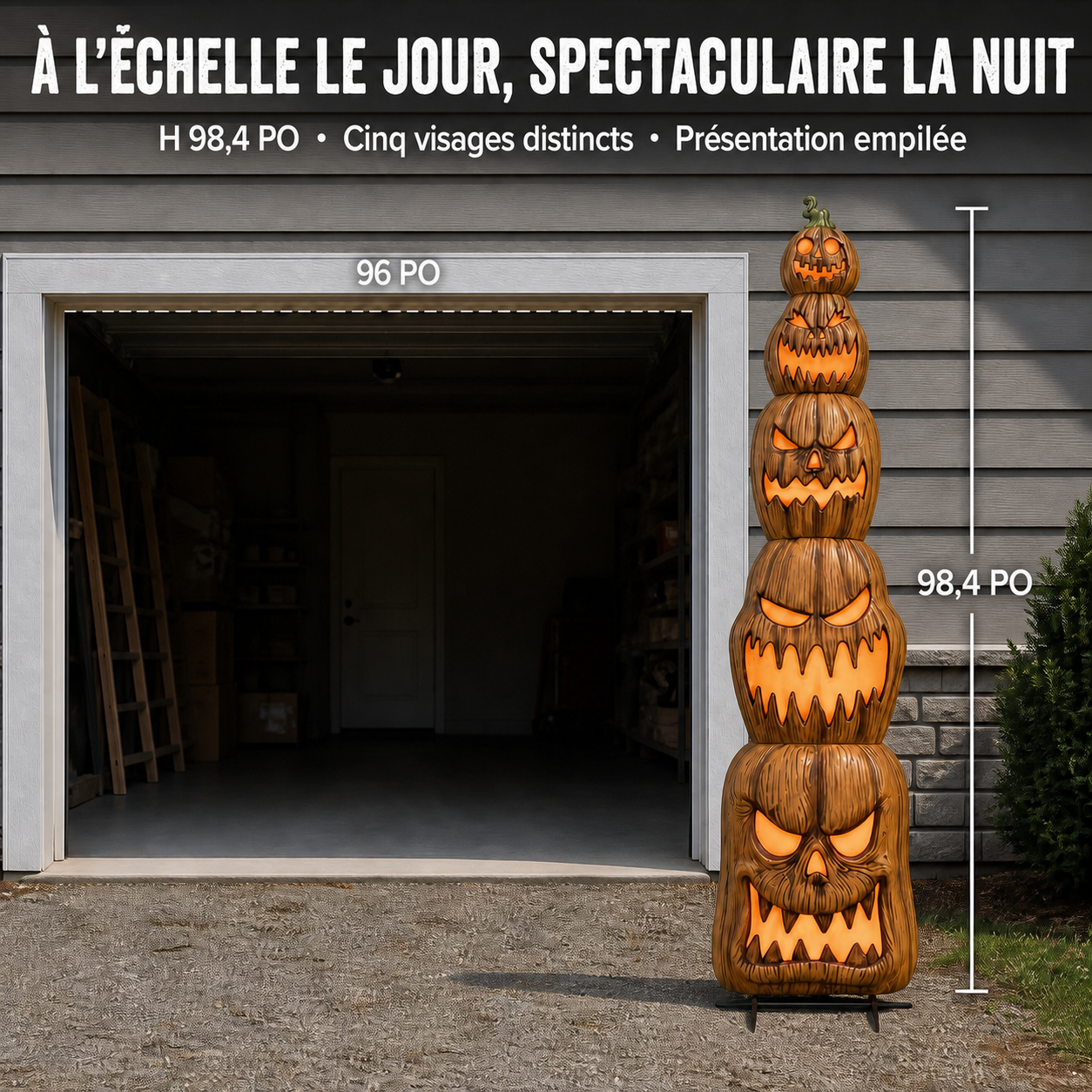 Colonne de 5 citrouilles lumineuses LED de 2,50 m - présentation 19