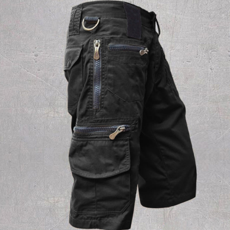 Short cargo homme zippé multi-poches — noir