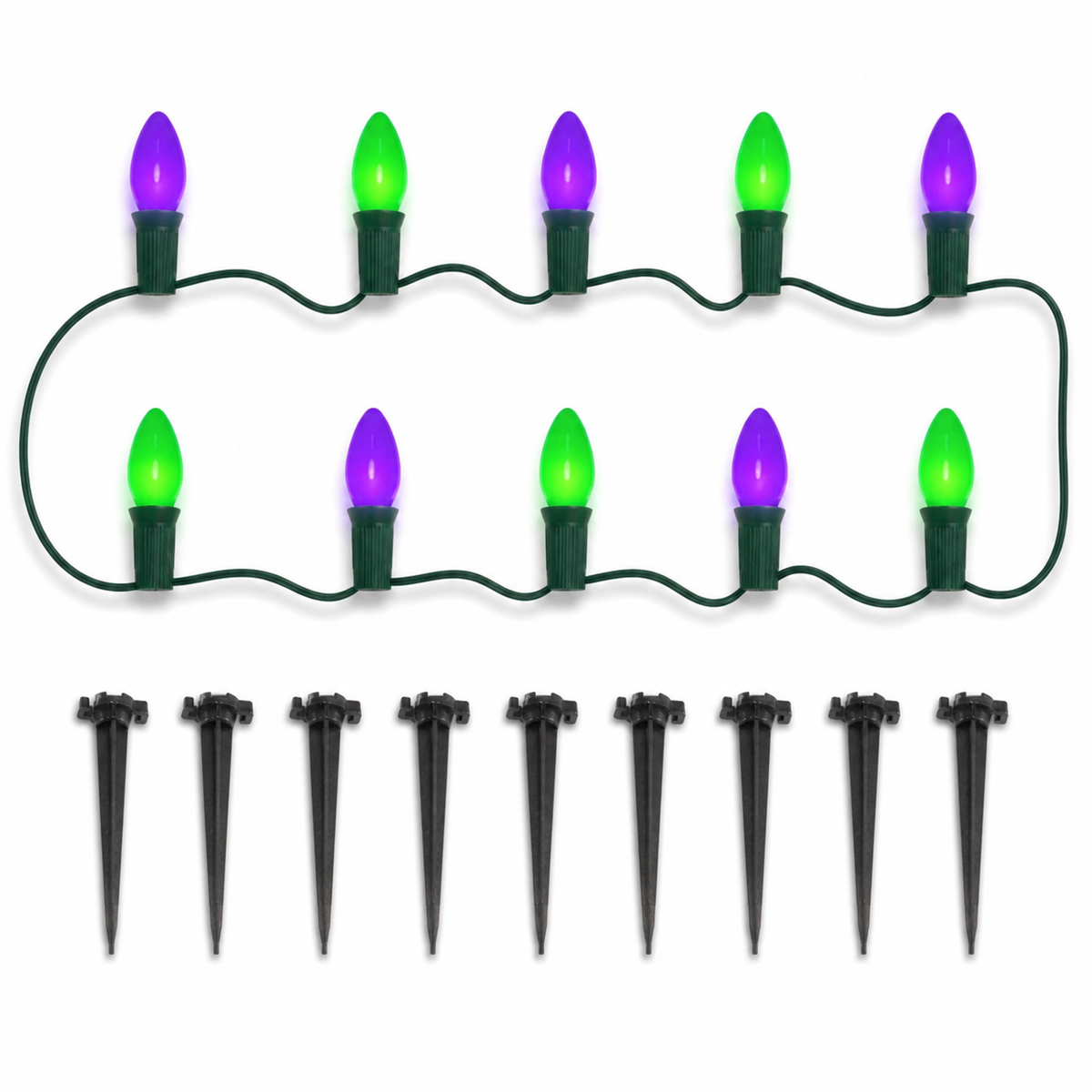 ✨ Balisez la nuit | 10 lumières LED violettes et vertes