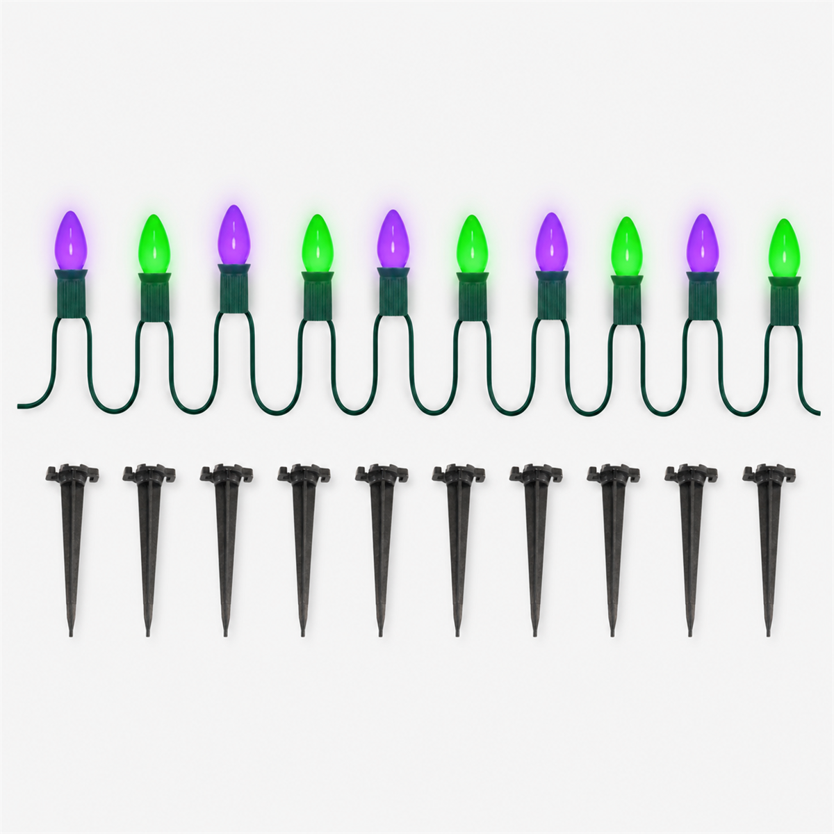 ✨ Balisez la nuit | 10 lumières LED violettes et vertes