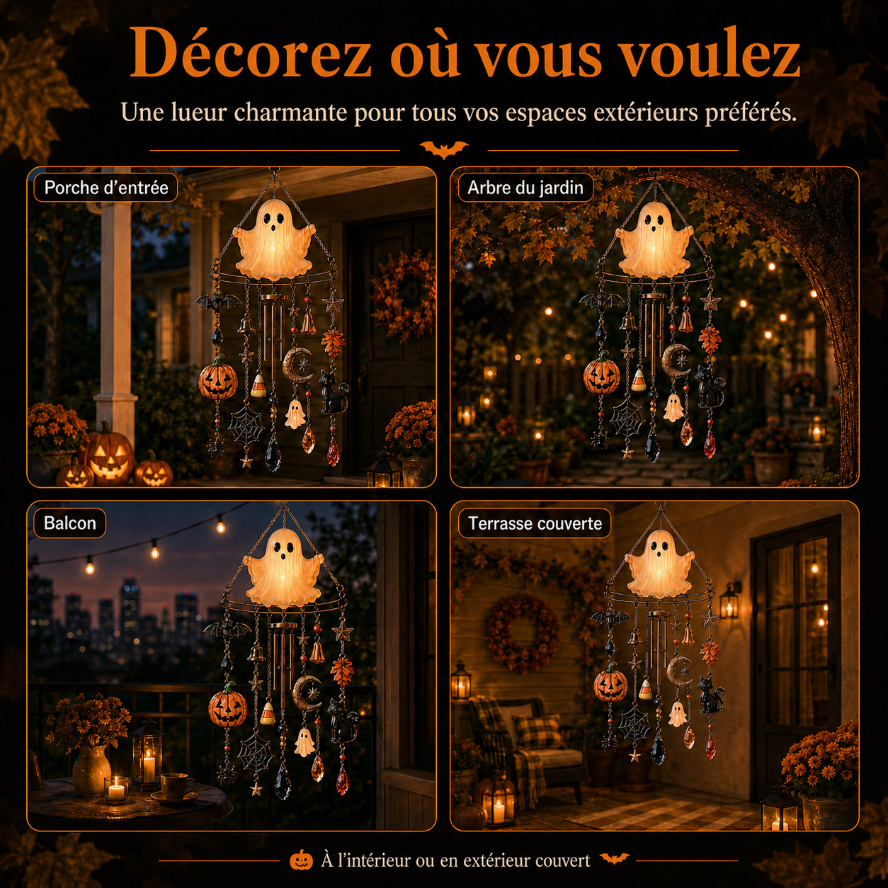 🔥 Offre de lancement 🎃 -50 % — 👻 Carillon fantôme lumineux d’Halloween – Décoration de jardin ensorcelante à l’éclat nocturne magique