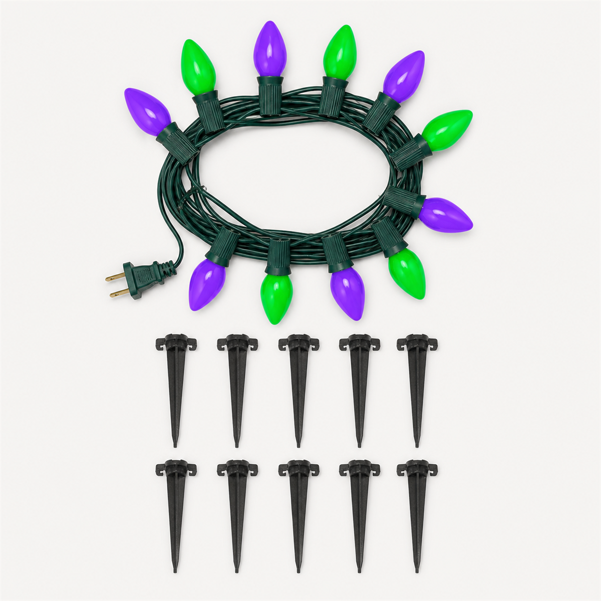 ✨ Balisez la nuit | 10 lumières LED violettes et vertes