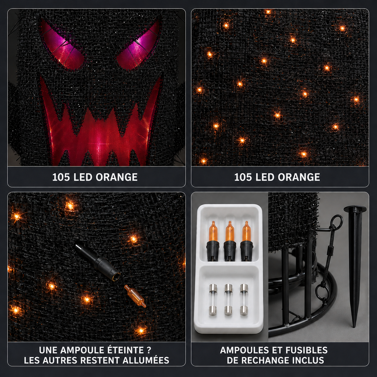 👻 Spécial jardin hanté 🔥 Arbre fantôme animé à LED de 1,83 m