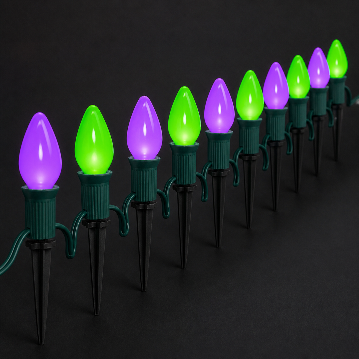 ✨ Balisez la nuit | 10 lumières LED violettes et vertes