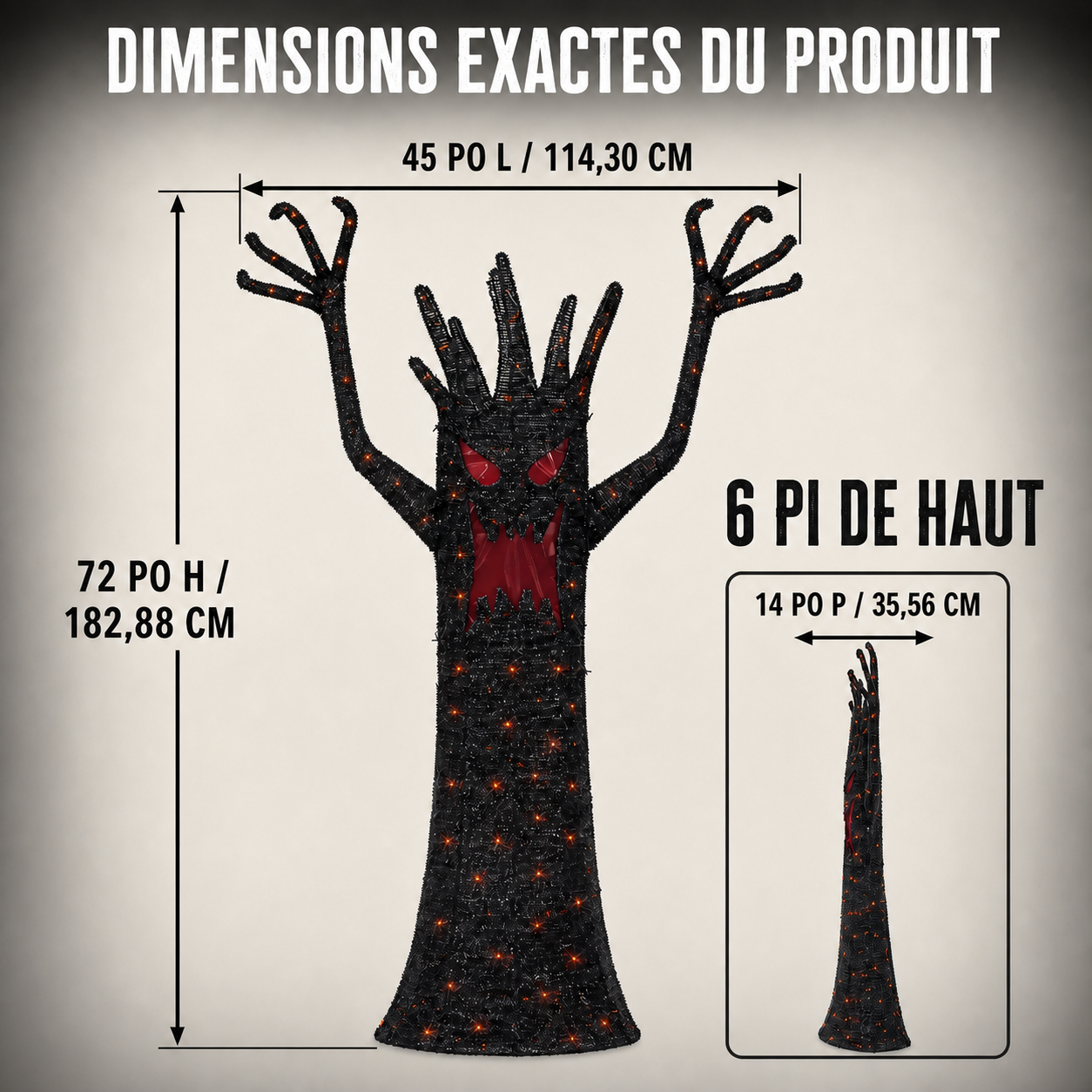👻 Spécial jardin hanté 🔥 Arbre fantôme animé à LED de 1,83 m