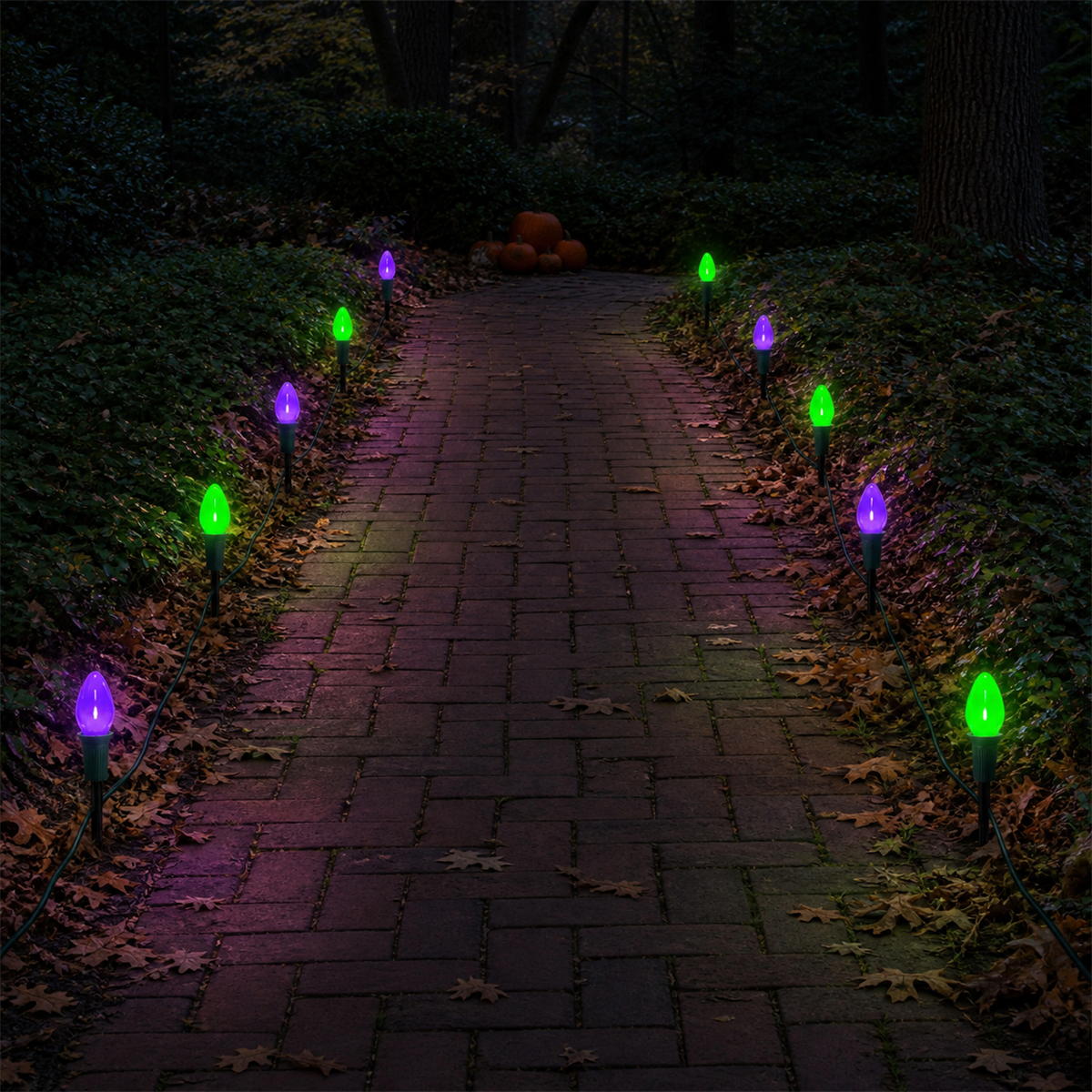 ✨ Balisez la nuit | 10 lumières LED violettes et vertes