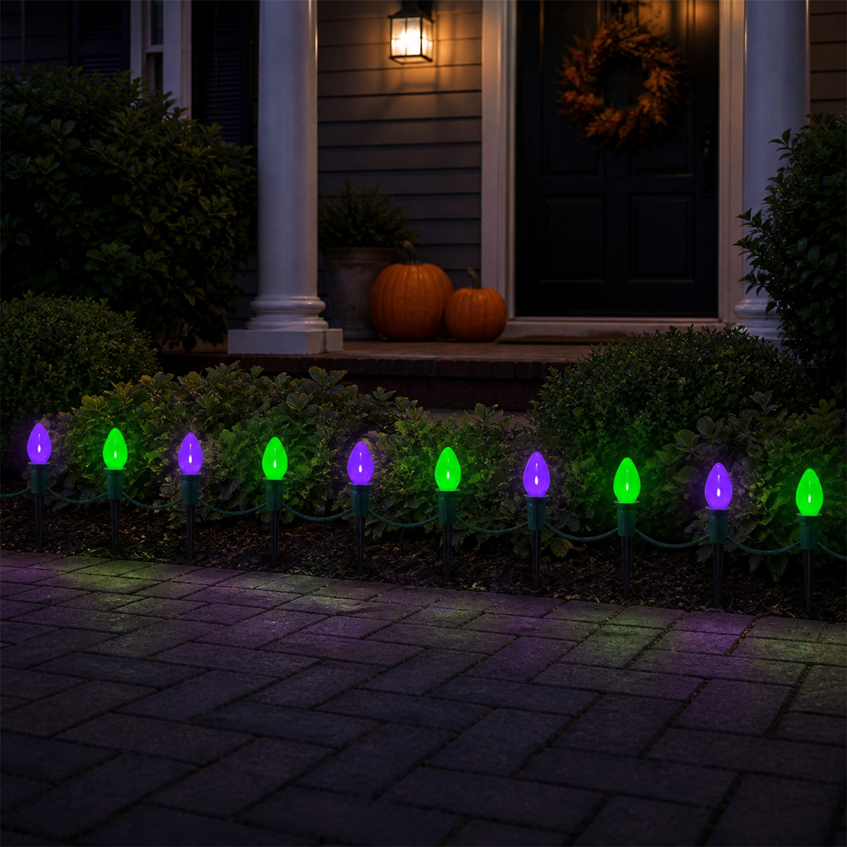 ✨ Balisez la nuit | 10 lumières LED violettes et vertes