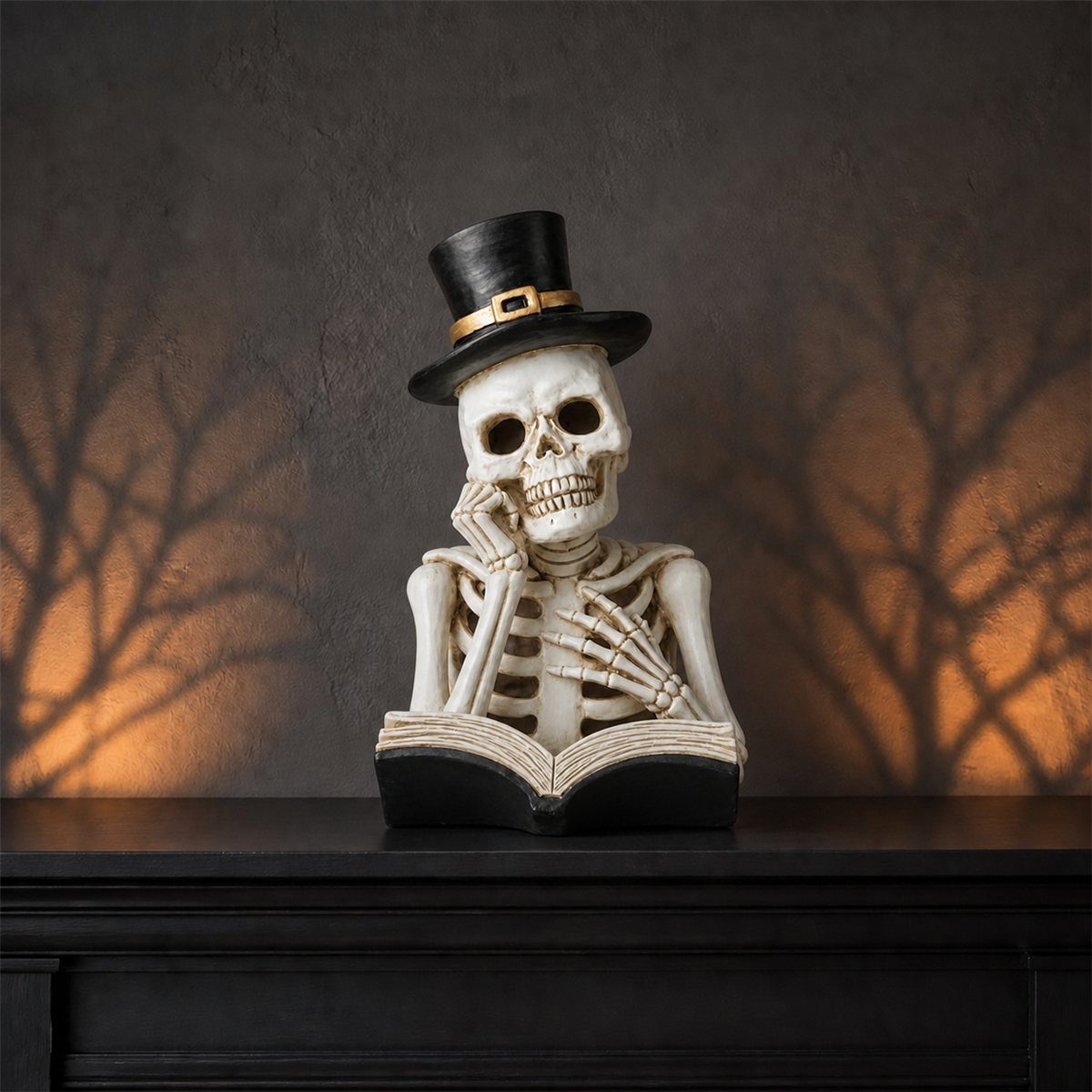 💀 Cabinet de curiosités | Squelette lecteur lumineux de 26 cm