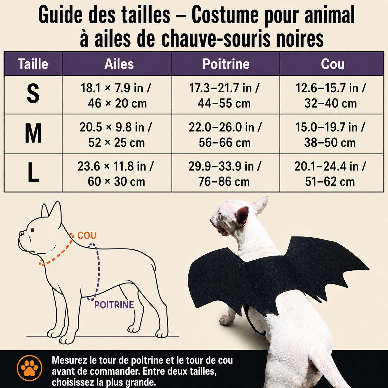 🦇 Faites prendre son envol à votre compagnon ! Costume pour animal à ailes de chauve-souris noires 🎃