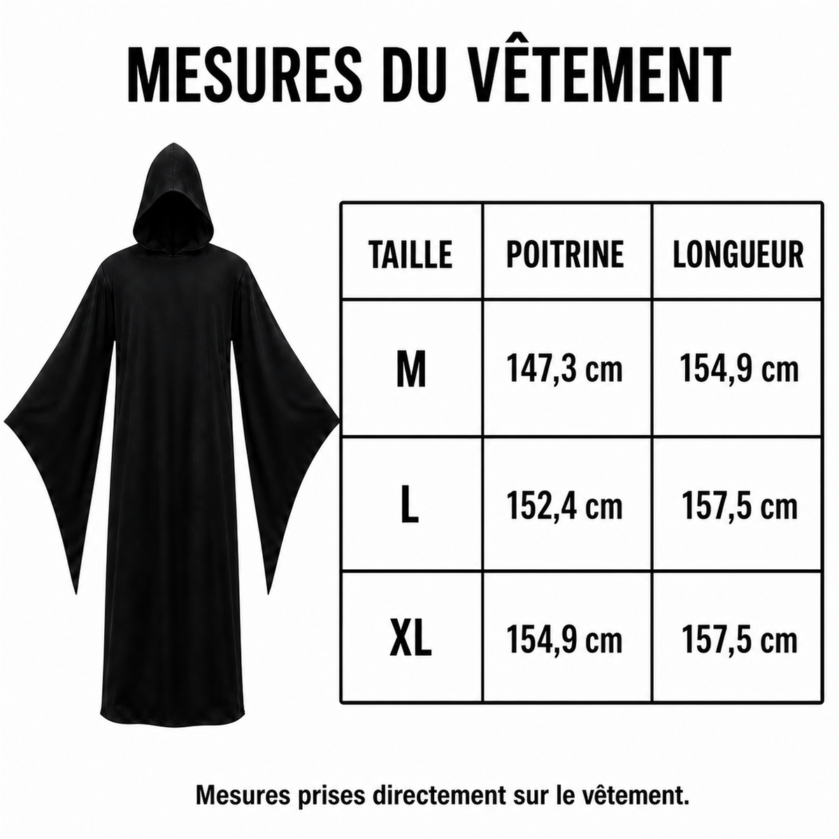 🌑 Silhouette de l’ombre | Longue robe noire de Faucheuse à capuche