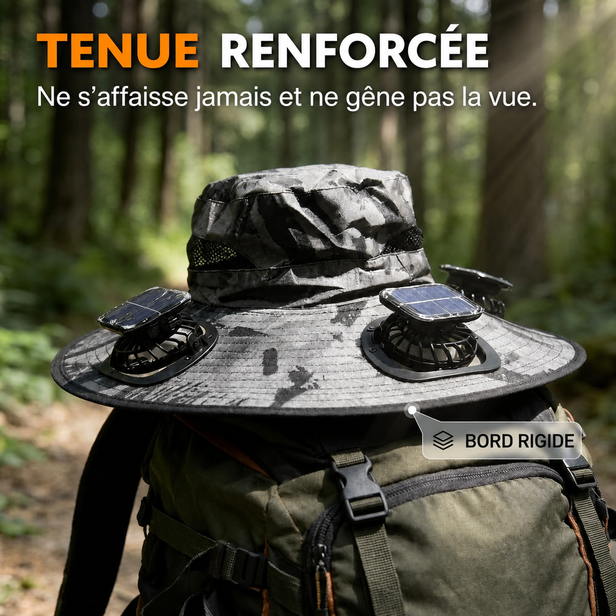 Chapeau solaire ventilé à 3 ventilateurs