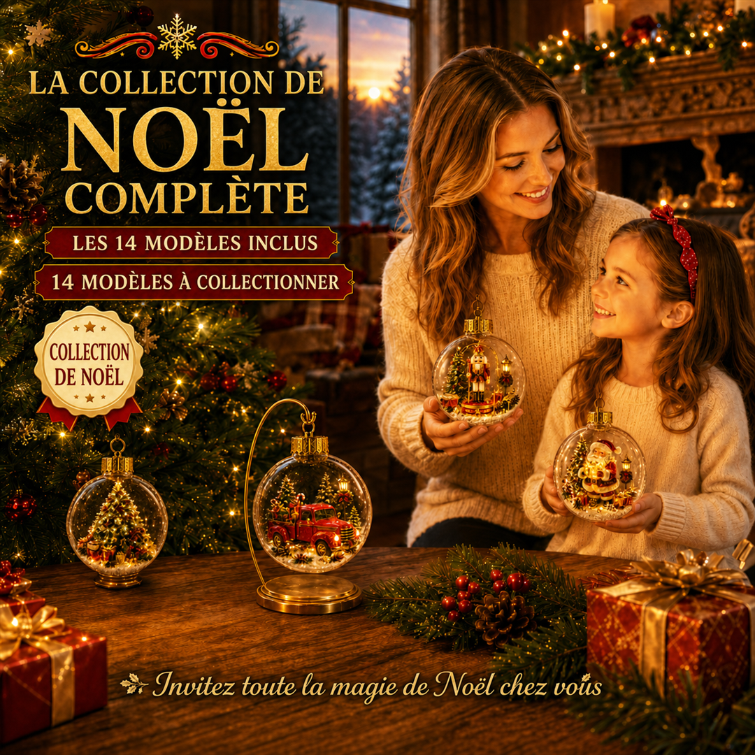 Ornement diorama lumineux de Noël – scène miniature