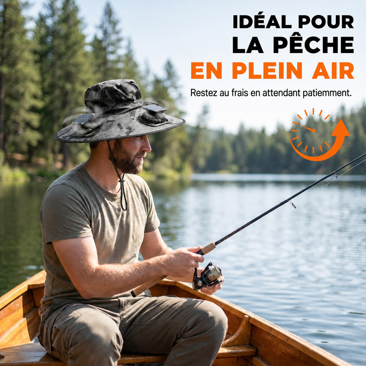 Chapeau solaire ventilé à 3 ventilateurs