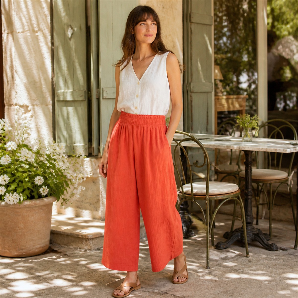 Nouveauté | Jupe-culotte large en gaze de coton