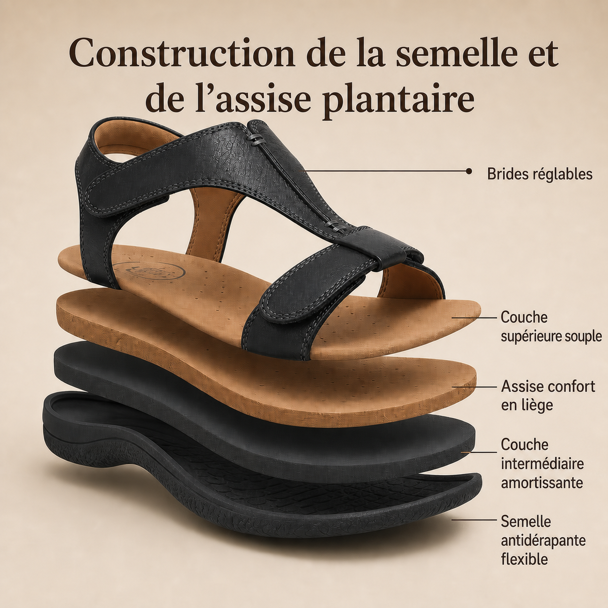 Sandales à bride en T – visuel produit en français 6