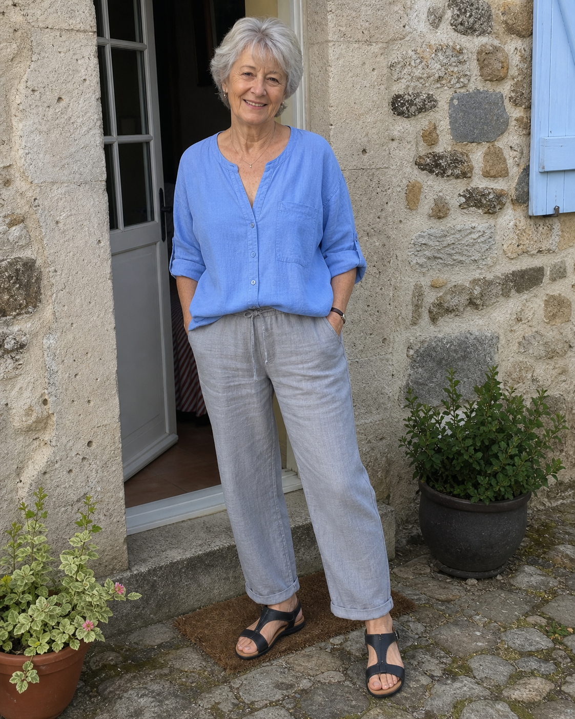 Inspiration port&eacute;e des sandales noires par Fran&ccedil;oise T.