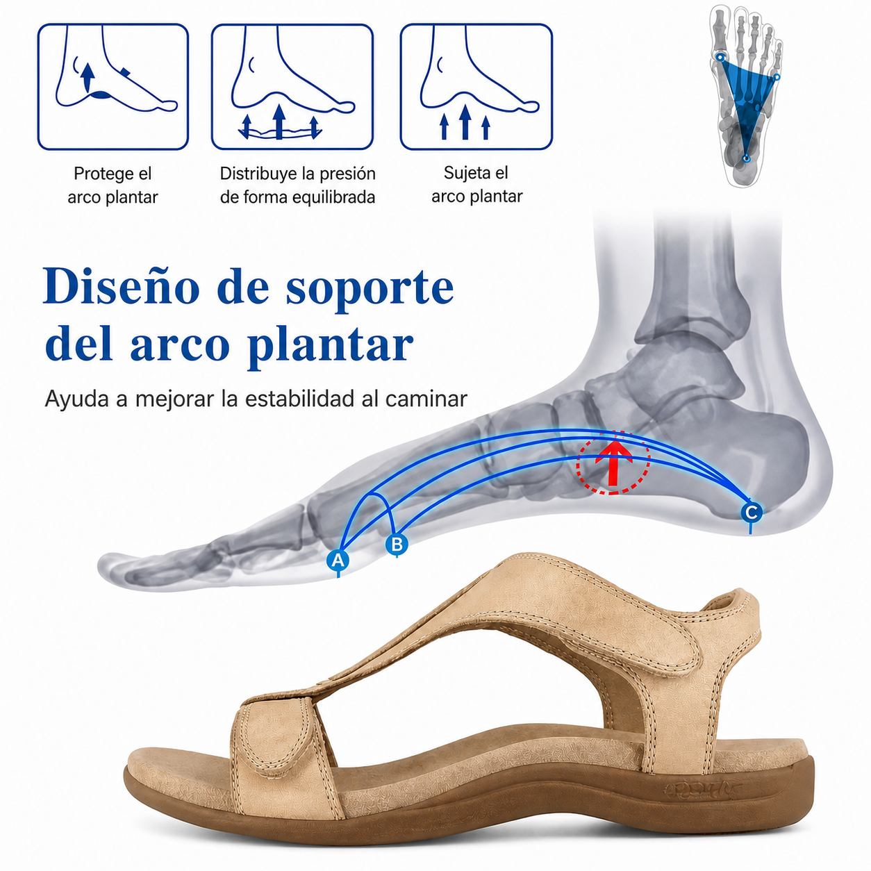 Diseño de soporte del arco plantar de las sandalias
