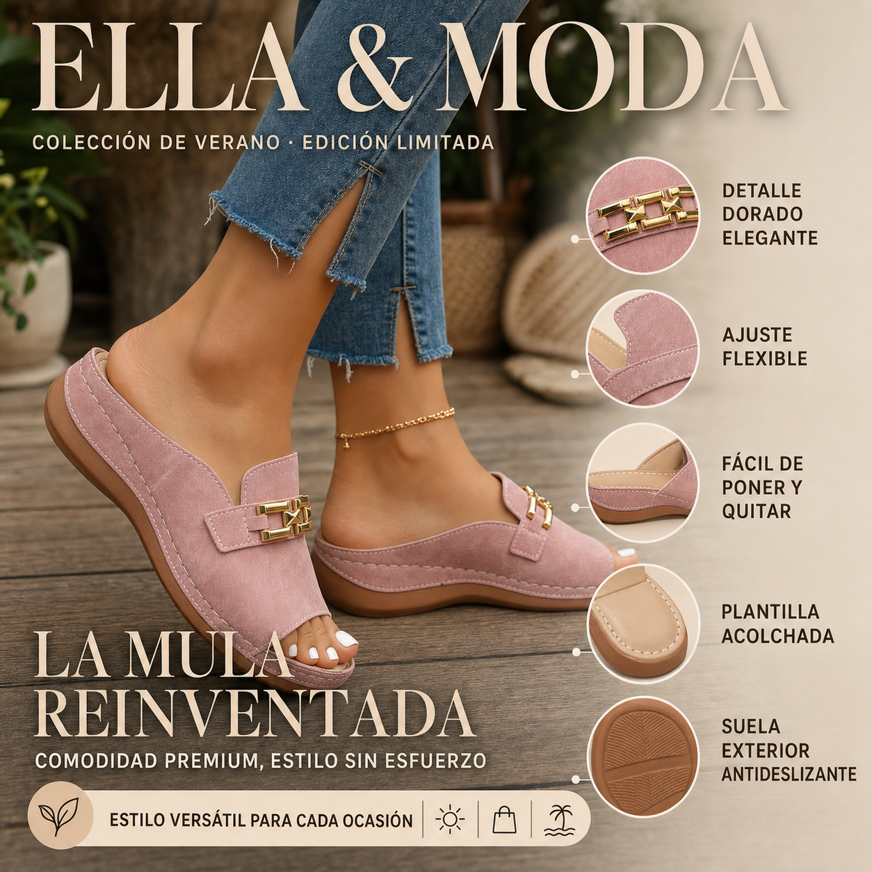 Editorial de moda de la mule rosa