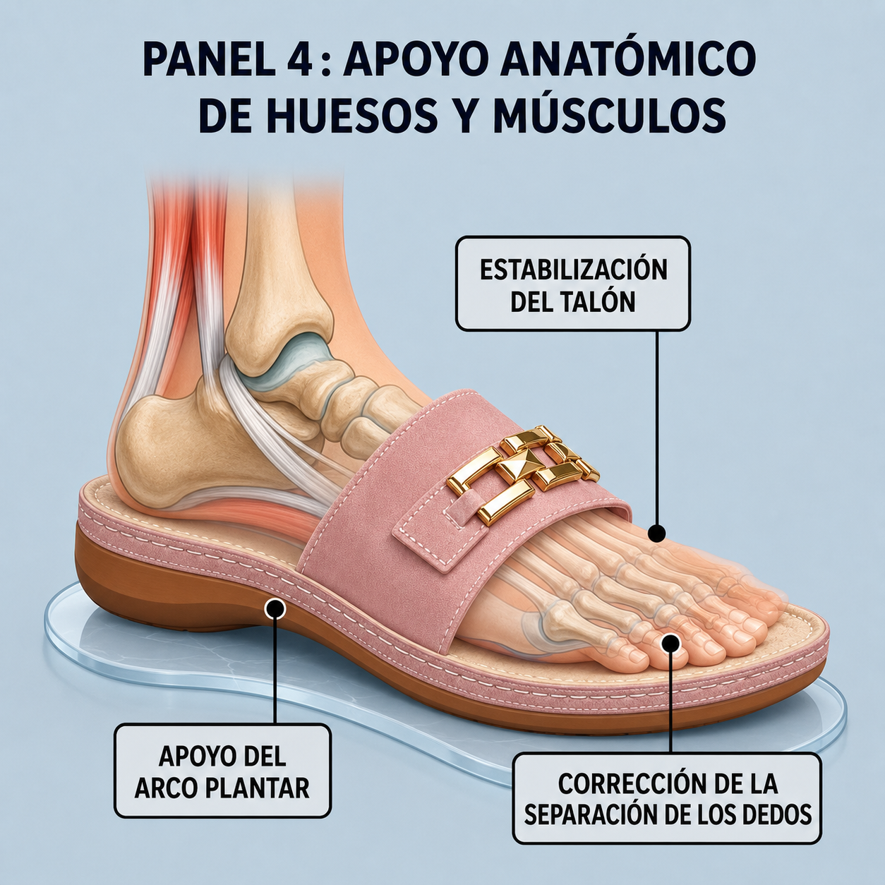Apoyo anatómico de la mule rosa