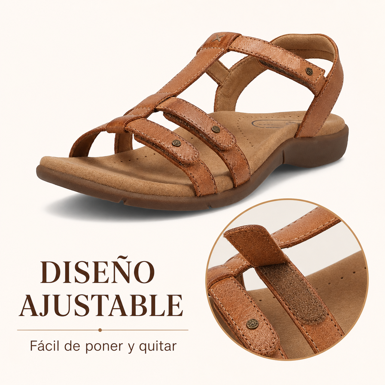 Diseño ajustable de la sandalia marrón