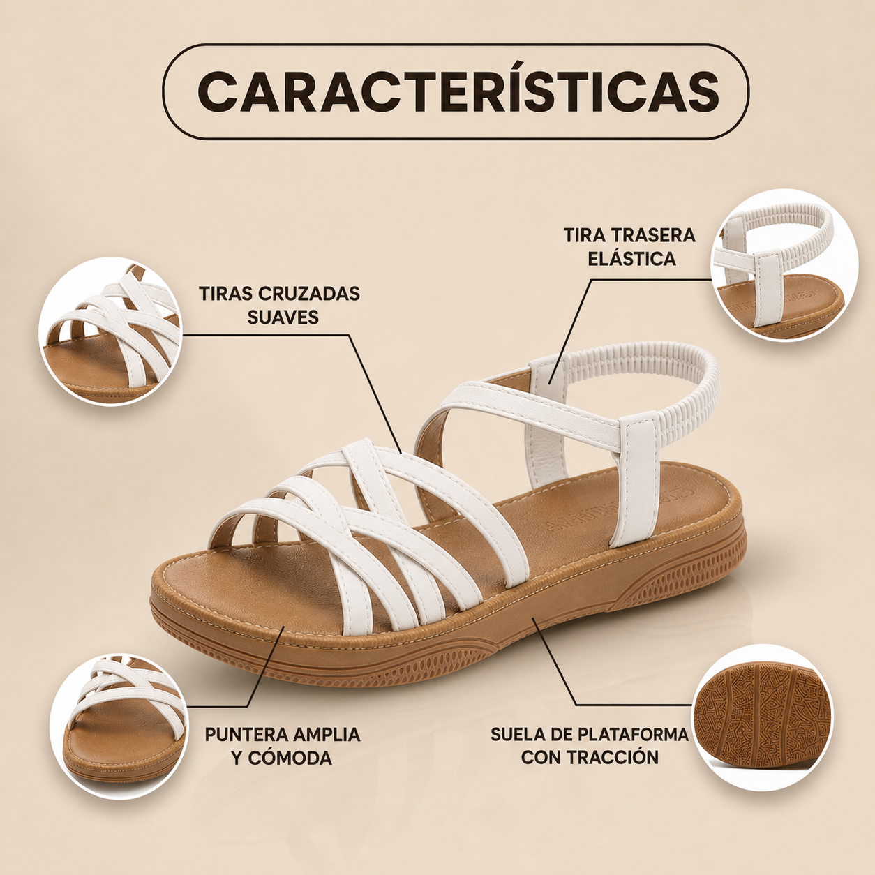 Características de las sandalias blancas