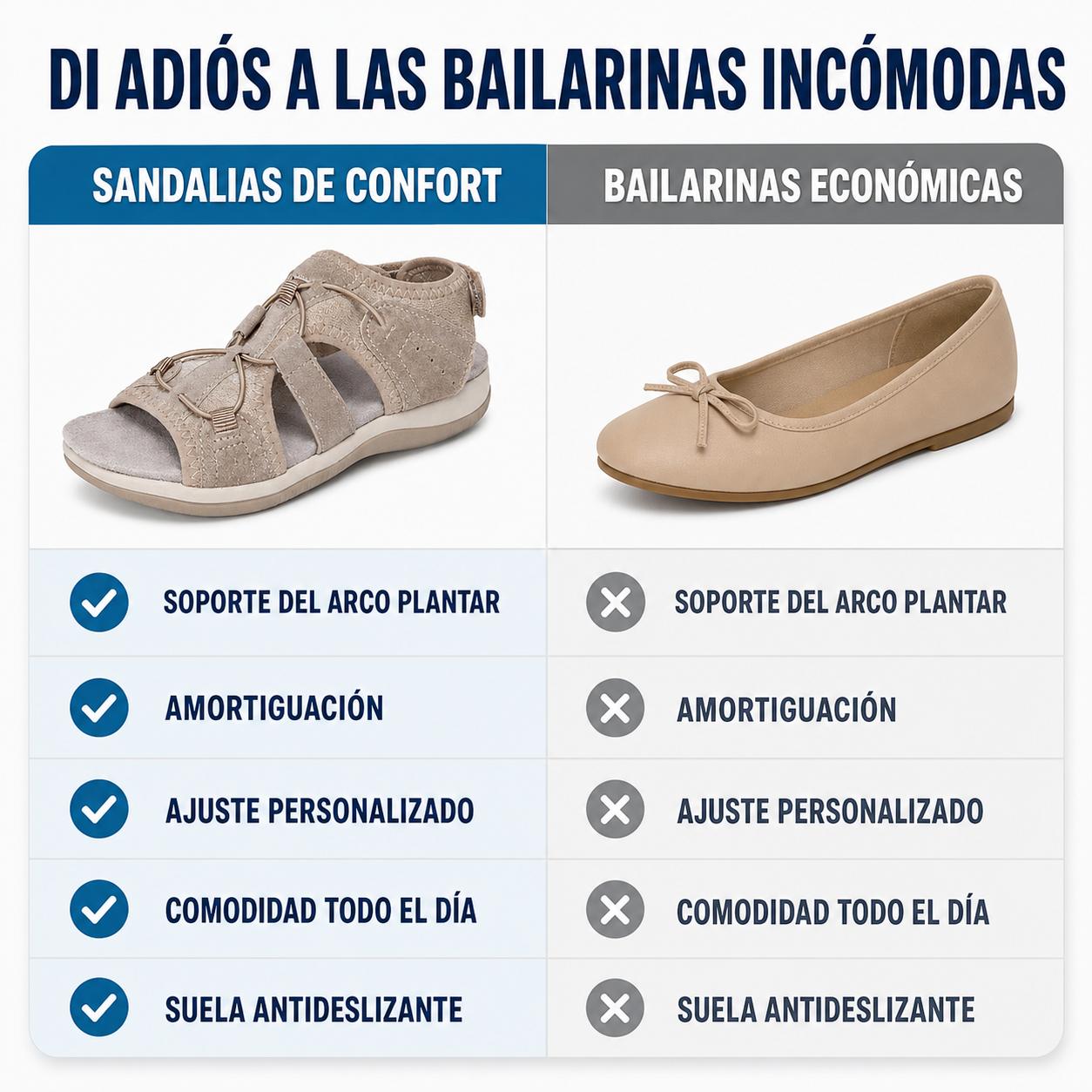 Comparativa de sandalias beige y bailarinas