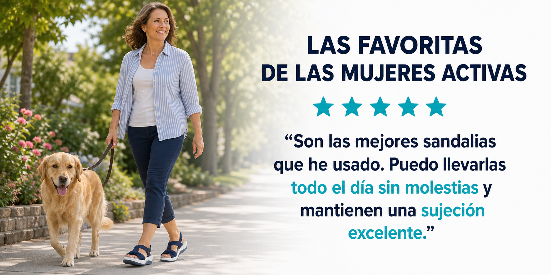 Mujer activa con sandalias azul marino PureStep