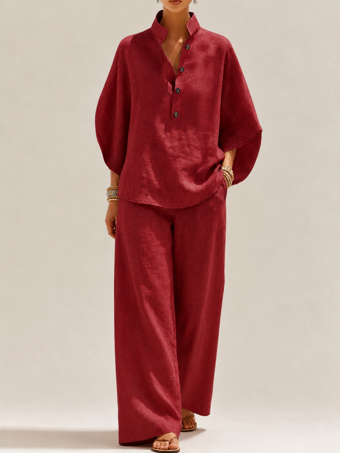 Ensemble femme avec pantalon large – rouge