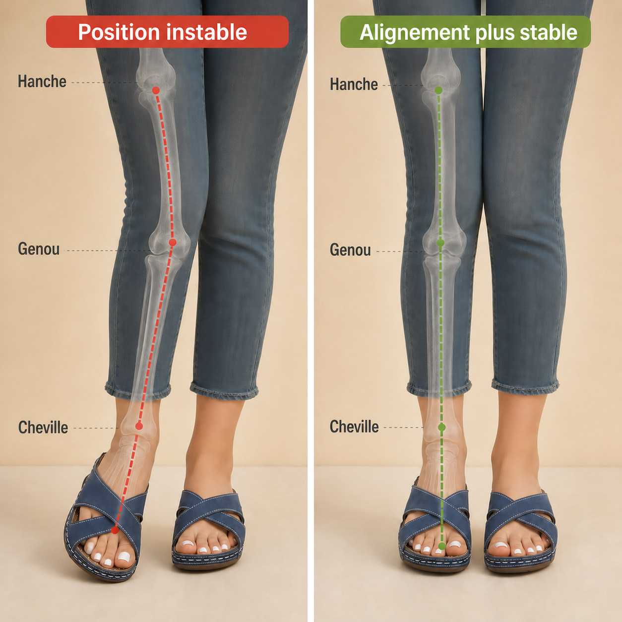 Alignement du pied, de la cheville et du genou
