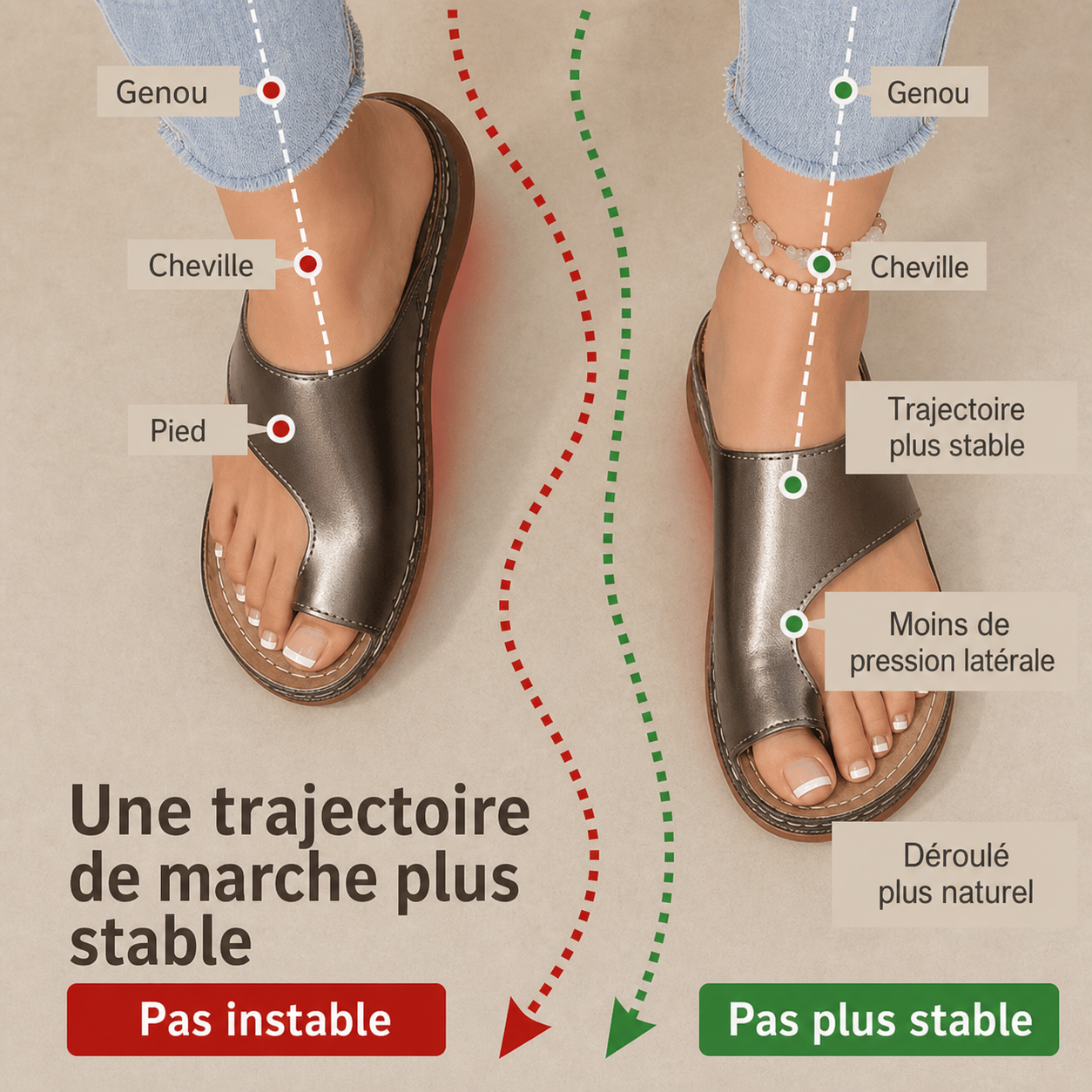 Trajectoire de marche plus stable