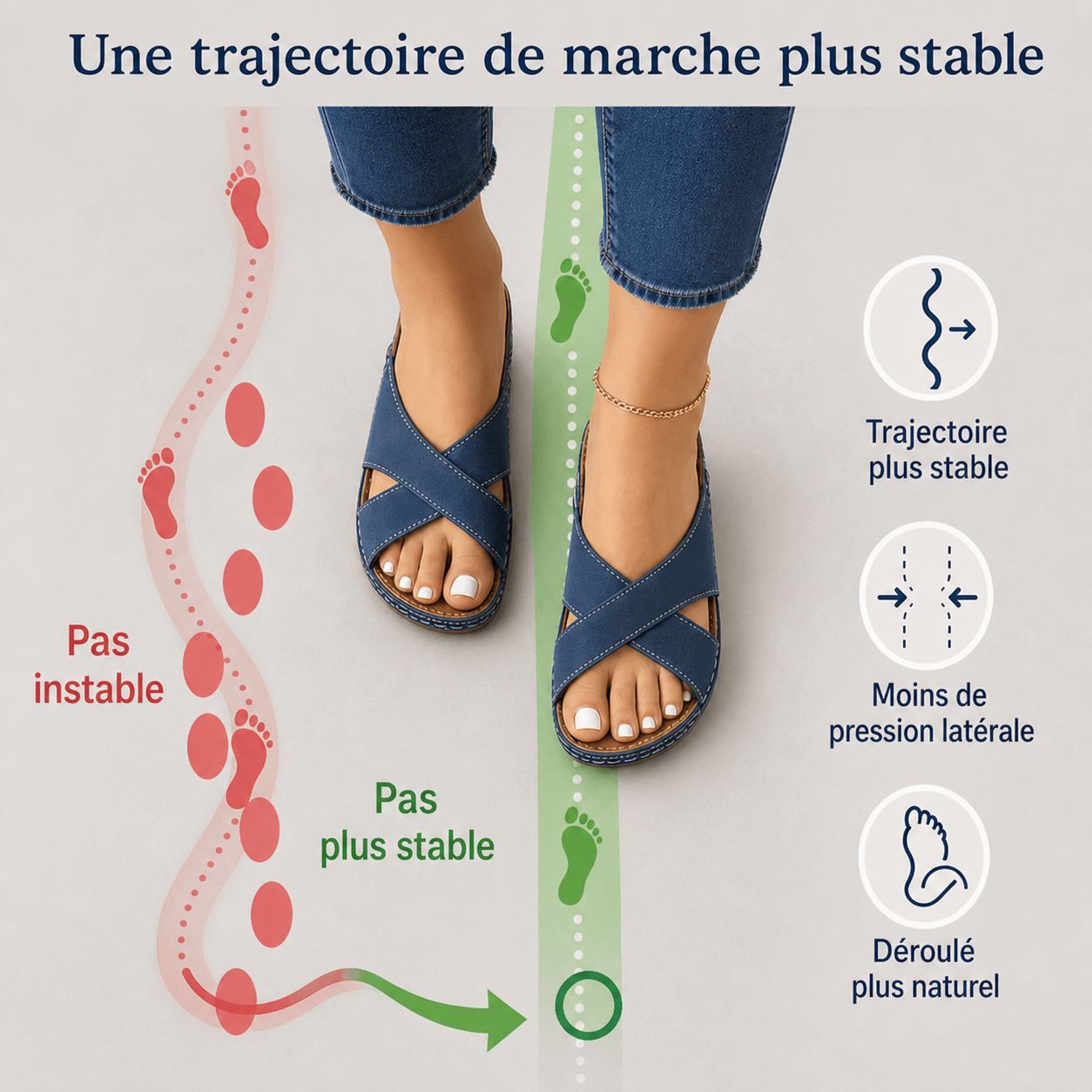 Trajectoire de marche plus stable