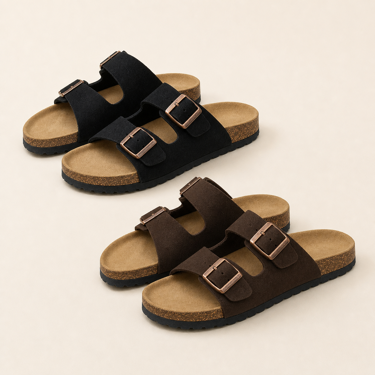Anatomische Sandalen mit zwei verstellbaren Riemen