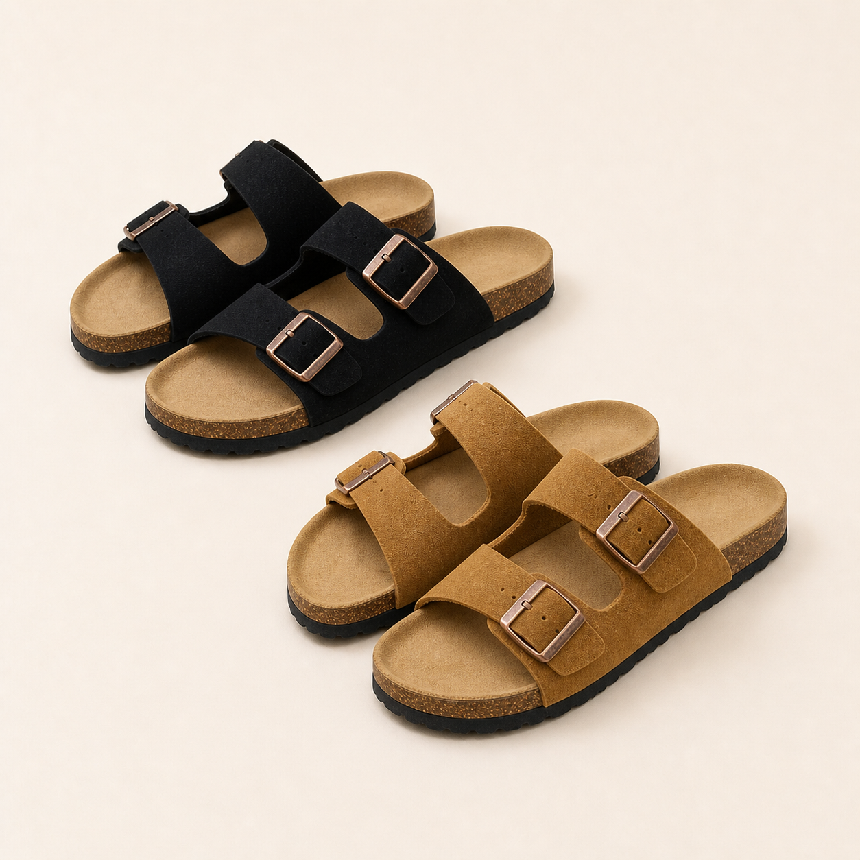 Anatomische Sandalen mit zwei verstellbaren Riemen