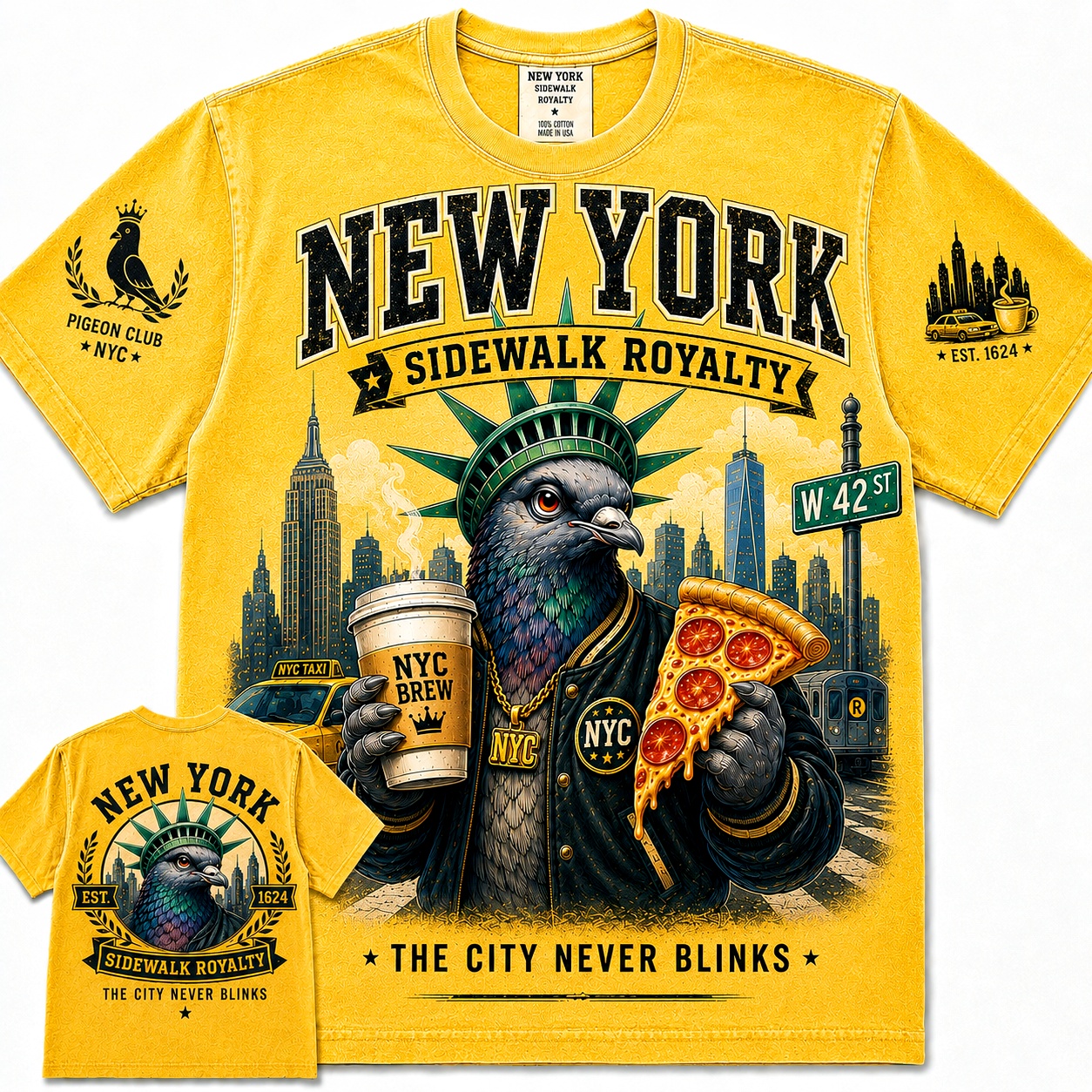 New York Sidewalk Royalty Pigeon Tee