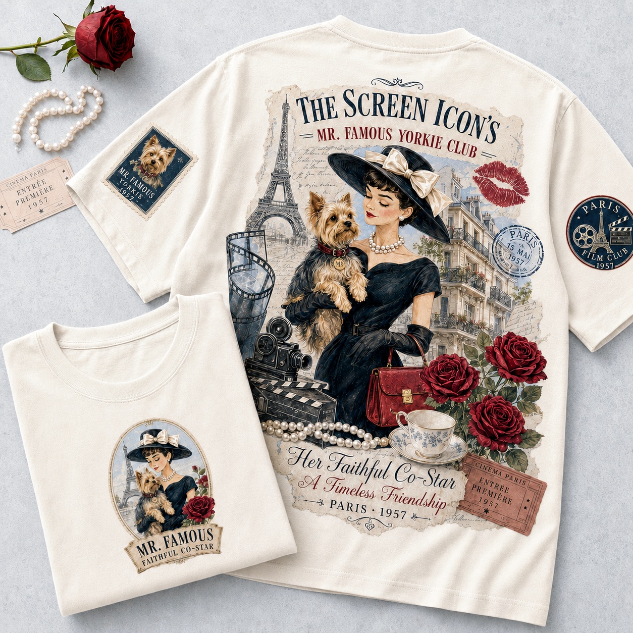 Audrey Hepburn Yorkie Tribute Tee