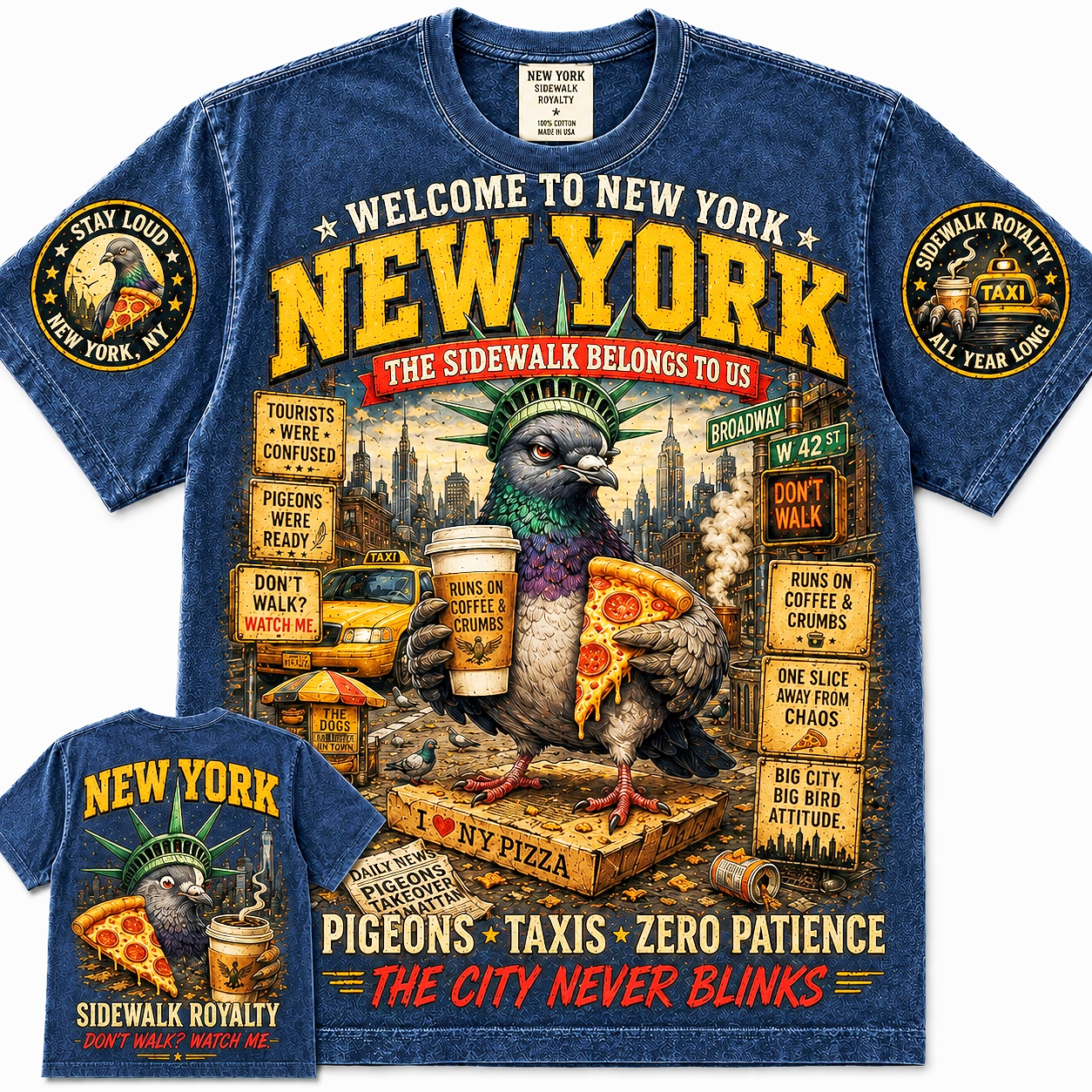 New York Sidewalk Royalty Pigeon Tee