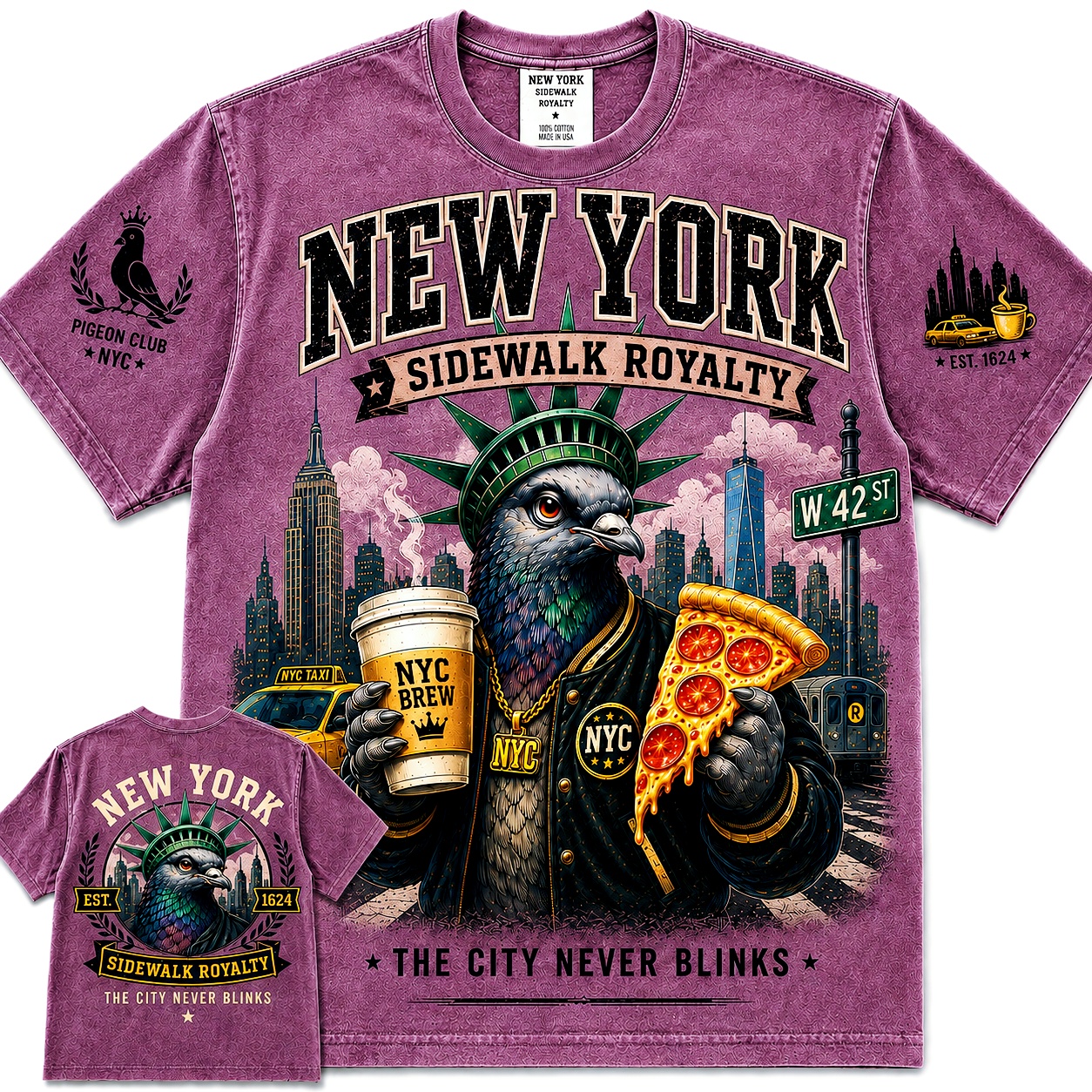 New York Sidewalk Royalty Pigeon Tee