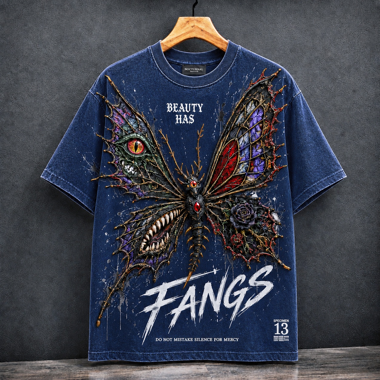 Beauty Has Fangs Gothic Butterfly Tee